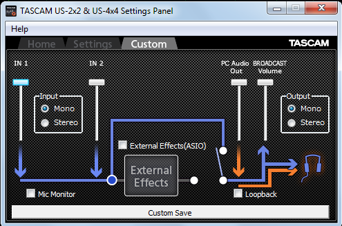 configuration de la TASCAM US-2X2