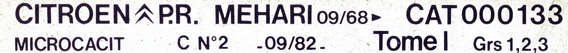CAT000133 Catalogue pi&egrave;ces rechange Citro&euml;n M&eacute;hari 09/68► 09/82