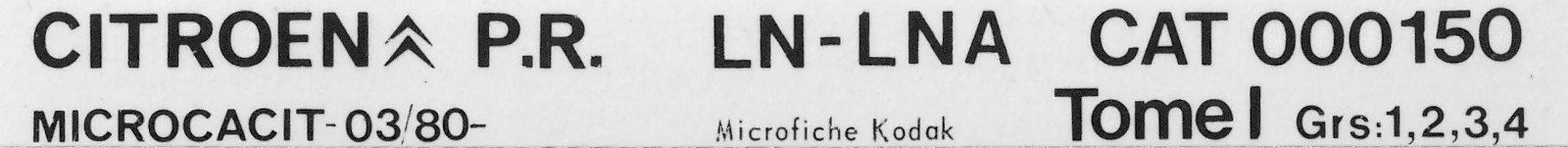 CAT000150 Catalogue pi&egrave;ces rechange Citro&euml;n LN/LNA 11/76► 08/79