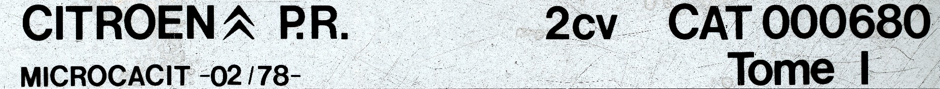 CAT001110 Catalogue pi&egrave;ces rechange Citro&euml;n 2cv 02/78