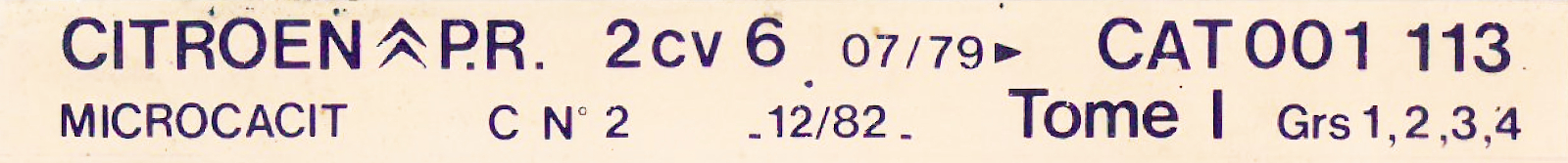 CAT001113 Catalogue pi&egrave;ces rechange Citro&euml;n 2CV 07/79► 07/82