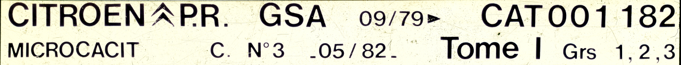 CAT001182 Catalogue pi&egrave;ces rechange Citro&euml;n GSA 09/79► 05/82