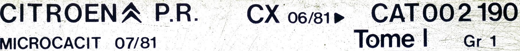 CAT002190 Catalogue pi&egrave;ces rechange Citro&euml;n CX 06/81► 07/81