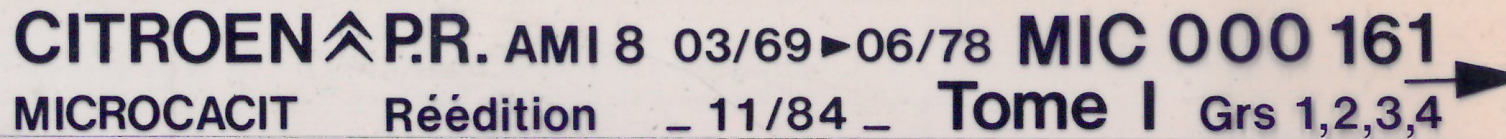 MIC000161 Catalogue pi&egrave;ces rechange Citro&euml;n Ami8 03/69►06/78 11/84