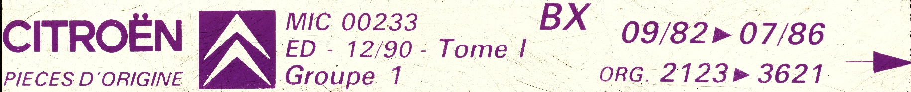 MIC00233 Catalogue pi&egrave;ces rechange Citro&euml;n BX 09/82► 12/90