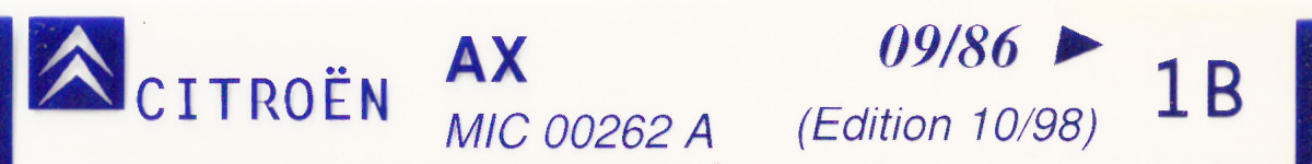 MIC00262A Catalogue pi&egrave;ces rechange Citro&euml;n AX 09/86► 10/98