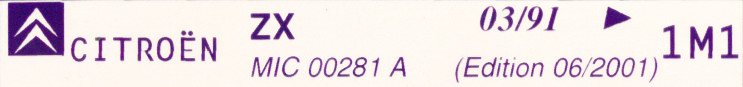 MIC00281A Catalogue pi&egrave;ces rechange Citro&euml;n ZX 03/91► 06/2001