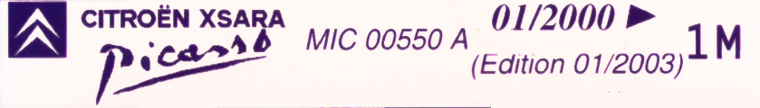 MIC00550A Catalogue pi&egrave;ces rechange Citro&euml;n Xsara&nbsp;Picasso 01/2000► 01/2003